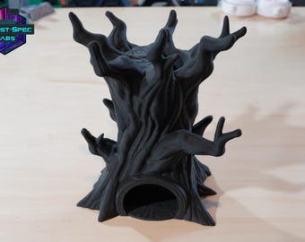 Torre de dados em forma de árvore retorcida impressa em 3D: jogos de tabuleiro Dungeons and Dragons