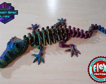 Coccodrillo scheletro flessibile stampato in 3D: decorazione espositiva articolata