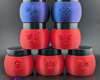 3D Printed Stash Jar with Funny Face Design - 7 Styles Available