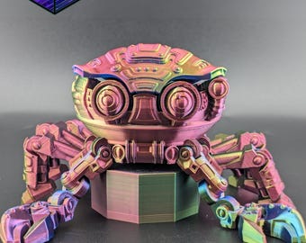 Caranguejo cibernético totalmente articulado, impresso em 3D pela Flexi Factory.