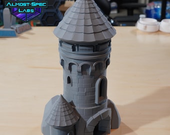 Torre de dados de castelo impressa em 3D: jogos de tabuleiro Dungeons and Dragons