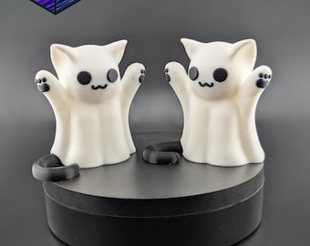 3D Printed Ghost Cat Figurine, Halloween Kitty Decor