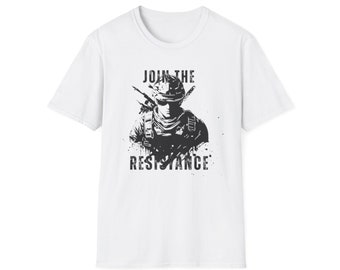 Camiseta unisex Únete a la resistencia, Luchador, Ejército, Inspirado en la batalla, Genial, Creativo, 2024, Hombres Mujeres