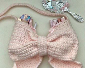 Coquette Bow Crochet Handbag