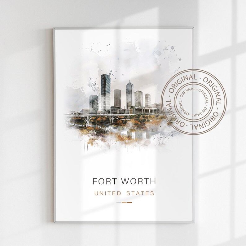 Fort Worth City Poster, Texas Travel Print, Fort Worth Printable Poster ...
