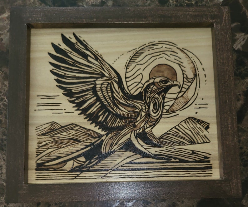 Desert Bird Pyrography Wall Art Wood Burn - Etsy
