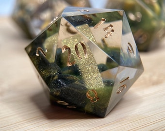 The One Ring D20 Dice Dungeons & Dragons DnD Chonky Large Sparkly Light Gold Sun God Dice