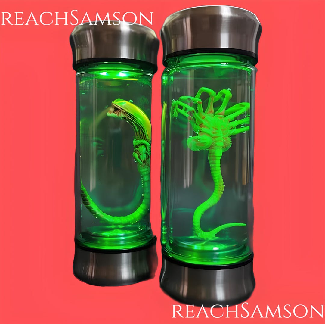 Alien Glow Jar, Xenomorph and Specimen Facehugger, Embryo Glass Jar ...