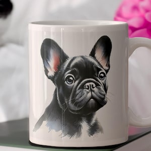 Black Frenchie Portrait Ceramic Coffee Mug 11oz