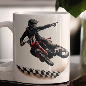 Motocross Racing Finish Ceramic Coffee Mug 15oz