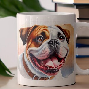 Happy Bulldog Portrait Ceramic Coffee Mug 11oz