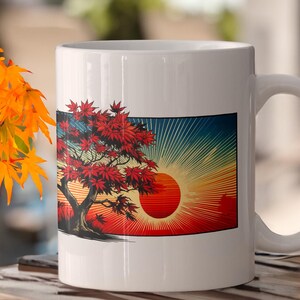 Japanese Maple Sunrise Ceramic Coffee Mug 11oz