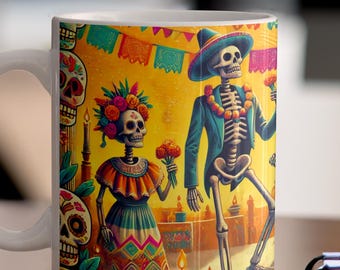 Day of the Dead Skeletons Ceramic Coffee Mug 11oz