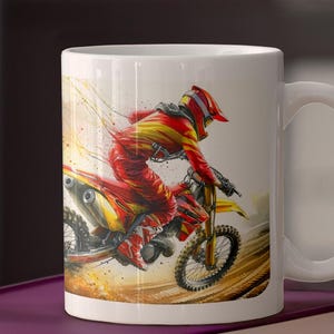 Watercolor Motocross Racing Ceramic Coffee Mug 15oz