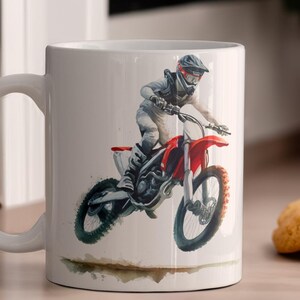 Watercolor Motocross Racing Ceramic Coffee Mug 15oz
