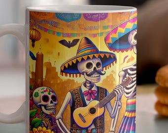 Day of the Dead Skeletons Ceramic Coffee Mug 11oz