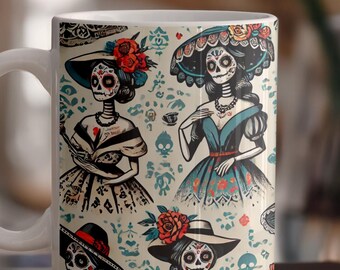 Day of the Dead Catrinas Ceramic Coffee Mug 11oz