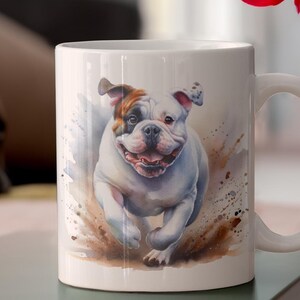 Sprinting Bulldog Art Ceramic Coffee Mug 11oz