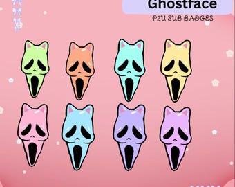 Ghostface Twitch Badges: 8 kitty Sub/Bit Badges (Digital Download