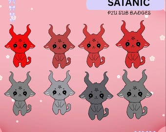 Satanic Twitch Badges: 8 horned Sub/Bit Badges (Digital Download
