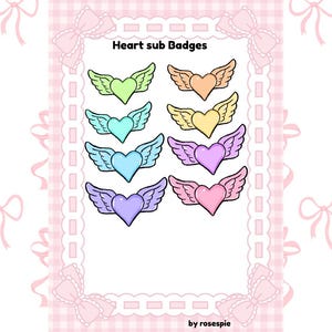 Heart Badges  | 8 Heart Sub and Bit Badges | Youtube | Heart Badge Bundle | Streamer | Dark | elegant | Minimal | Cute