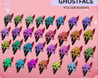 Ghostface Badges for Twitch | Scream Sub & Bit Badges | Digital Art | Streamer Download