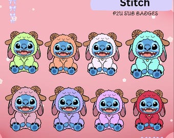 STITCH Sub Badges – adorable Stream Overlays | Kawaii Streamer Set | Stitch Icons | Digital Download