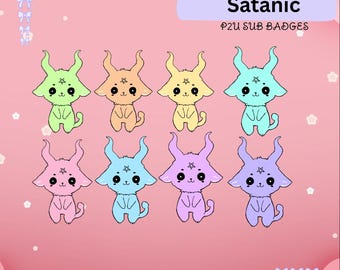 Satanic Twitch Badges: 8 horned Sub/Bit Badges (Digital Download
