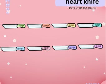 Knife Twitch Badges: 8 heart knife  Sub/Bit Badges (Digital Download