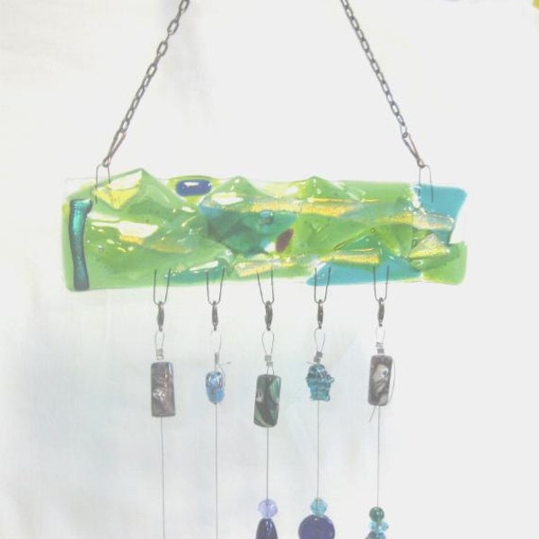 Wind chimes,Fused Glass Chimes, Garden Light 11, Fused Glass, Dichroic accents, Garden Decor, Home decor, Suncatcher, Window decor, Chime