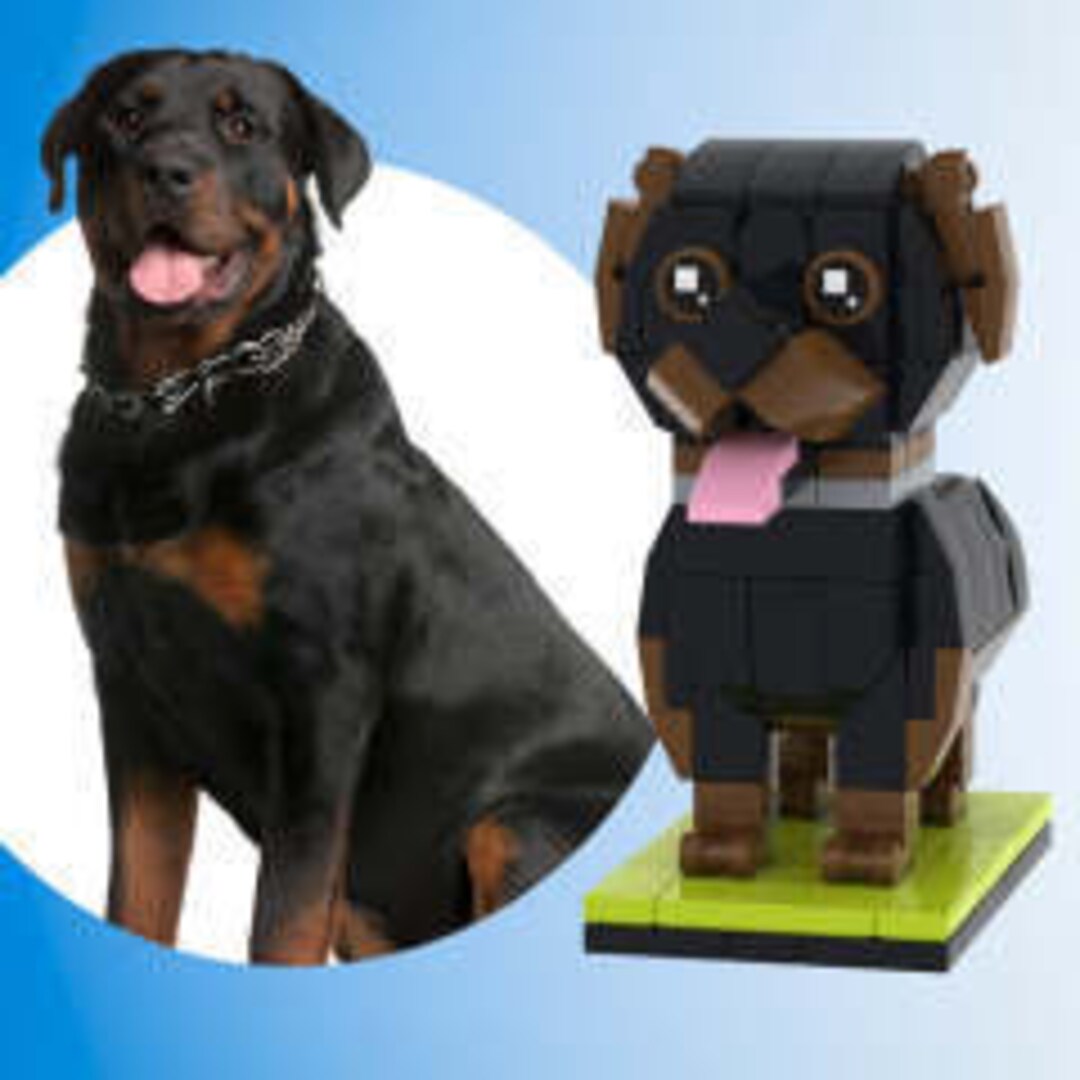 Block Rottweiler Fully Body Customizable Rottweiler 1 Dog Photo Custom Brick Figures ...
