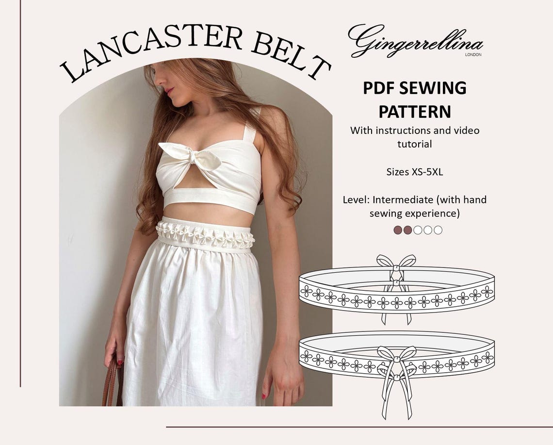 Lancaster Floral Smocked Belt – PDF Sewing Pattern – Sizes XS-5XL ...