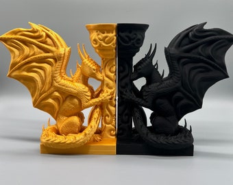 Dragon Bookend | Tabletop Fantasy Roleplay RPG Gaming Cosplay Props - Dungeons and Dragons D&D Single or Pair Available