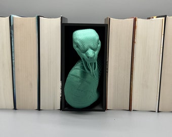 Schlangen Buchstütze Slytherin inspirierte 3D-gedruckte Skulptur einzigartiges Geschenk Fantasy-Leser-Geschenk Harry Potter inspiriert Viper