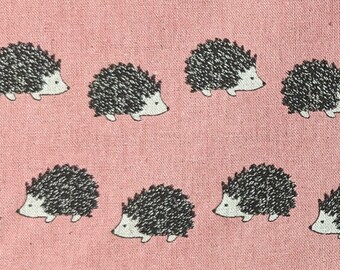 Little Hedgehogs Japanese cotton linen canvas H-7070-1C pink