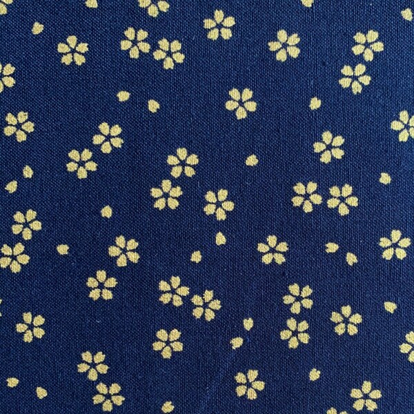 Golden Sakura Cherry Blossoms Sevenberry Japanese cotton fabric 88337-1-4 blue