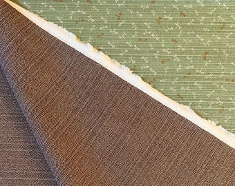 Double Sided green Dragonfly and brown Same-Komon Japanese shantung cotton fabric Sevenberry 88235-2-3