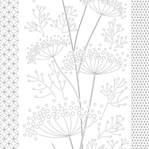 Sashiko panel Dragonflies & Fennel preprinted washout NAVY fabric HM-51
