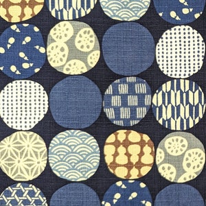 NEW Patterned Circles Hokkoh Japanese cotton dobby fabric 1022-130-3D blue