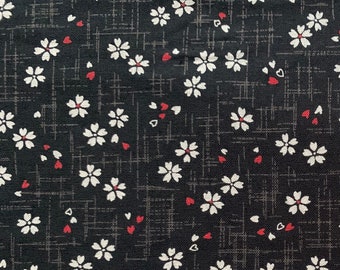 Tiny Sakura Cherry Blossoms Sevenberry Japanese cotton fabric 88227-2-7 black