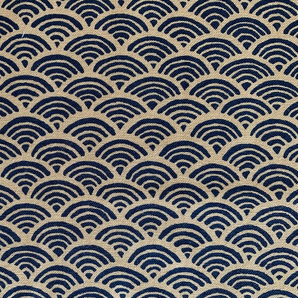 Sevenberry Waves Japanese cotton fabric 88220-1-2 beige blue