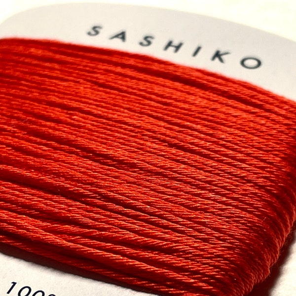 Daruma #212 VERMILLÓN Hilo SASHIKO de algodón japonés rojo Madeja de 30 metros 20/6