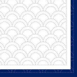 Daruma Seigaiha Waves Sashiko Fukin Japanese cotton sampler fabric BLUE or WHITE