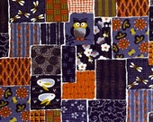 Japanese Patchwork Owls and Bunnies Japanese Cotton Fabric 1319W-4C purple