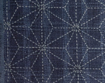 Sevenberry asanoha hemp leaf star navy indigo blue Japanese cotton fabric 88500-2-1