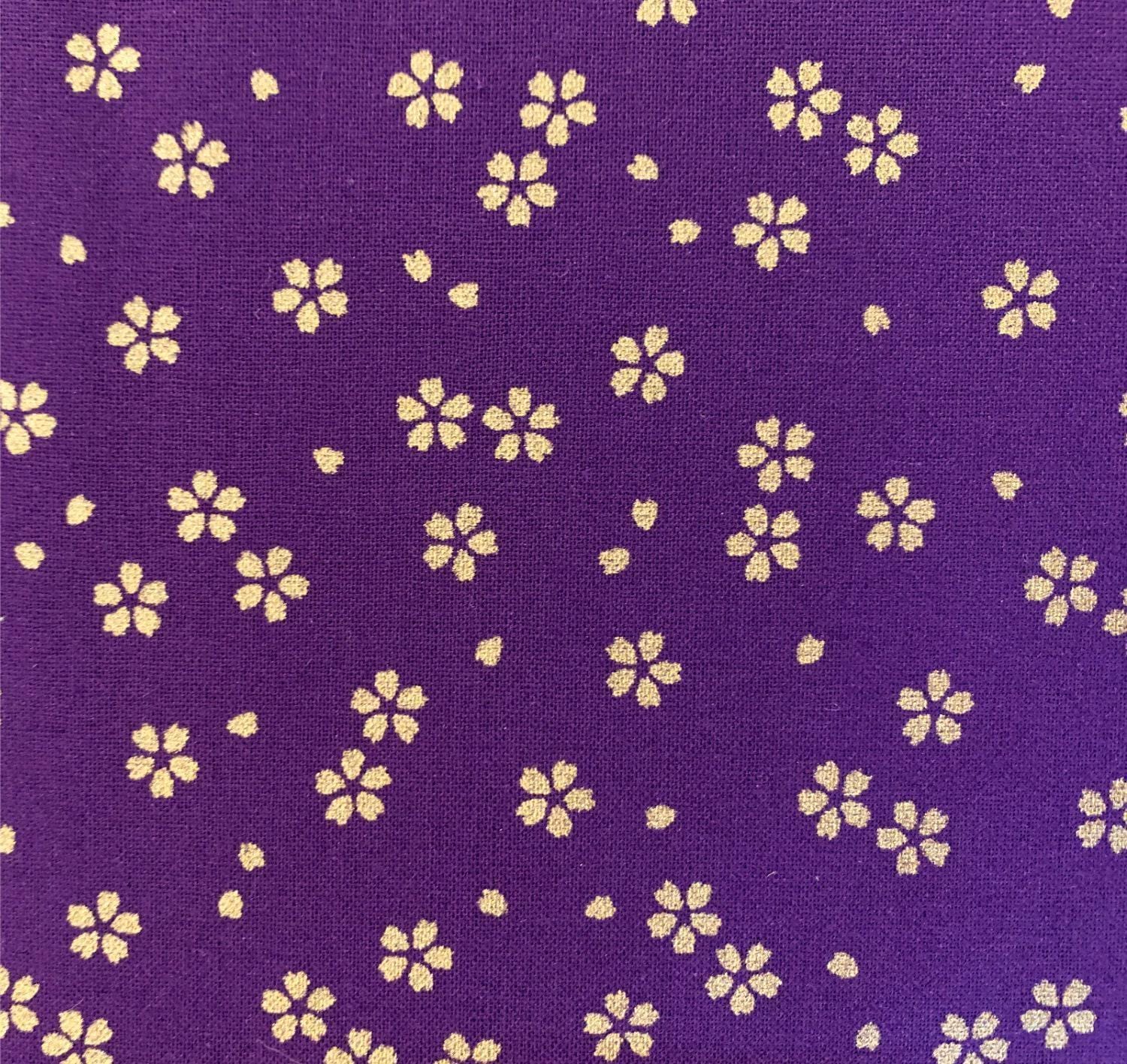 Sevenberry Golden Sakura Cherry Blossoms Japanese Cotton Fabric
