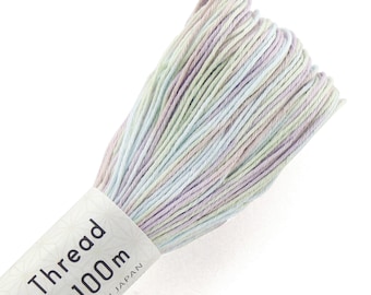 Olympus Color #195 Japanese sashiko thread MIXED PASTEL blue variegated 100 meter skein