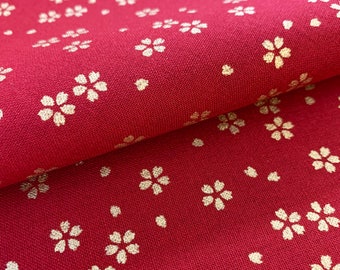 Golden Sakura Cherry Blossoms Sevenberry Japanese cotton fabric 88337-1-2 red
