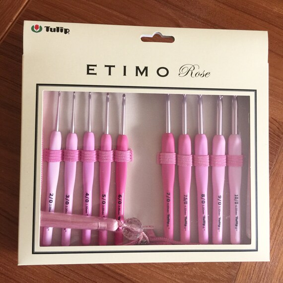 LIMITED ETIMO ROSE Tulip Cushion Grip 10 Crochet hooks Set Japan