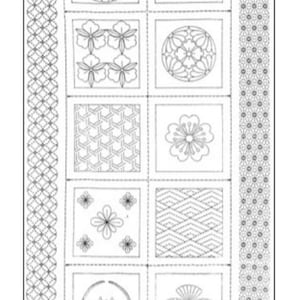 Sashiko panel Garden Blocks preprinted washout fabric HM-32